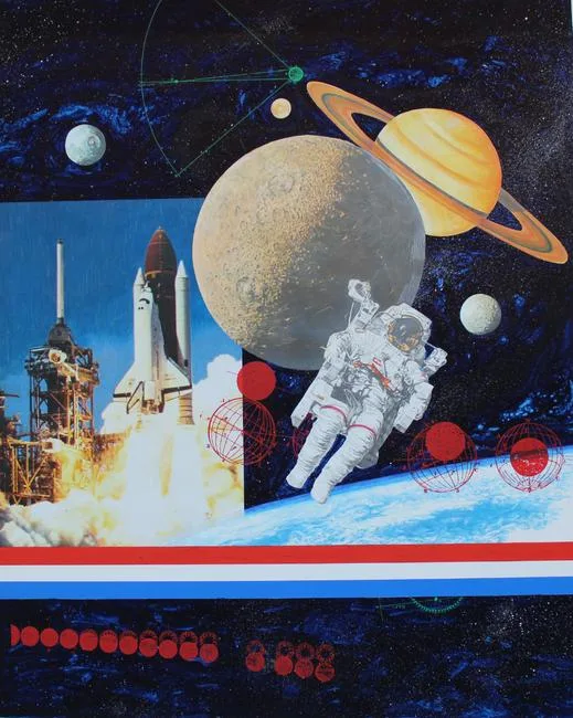 Space Shuttle and Beyond by Chris Calle, Mixed Media on Illustration Board, sold Apr 2020
