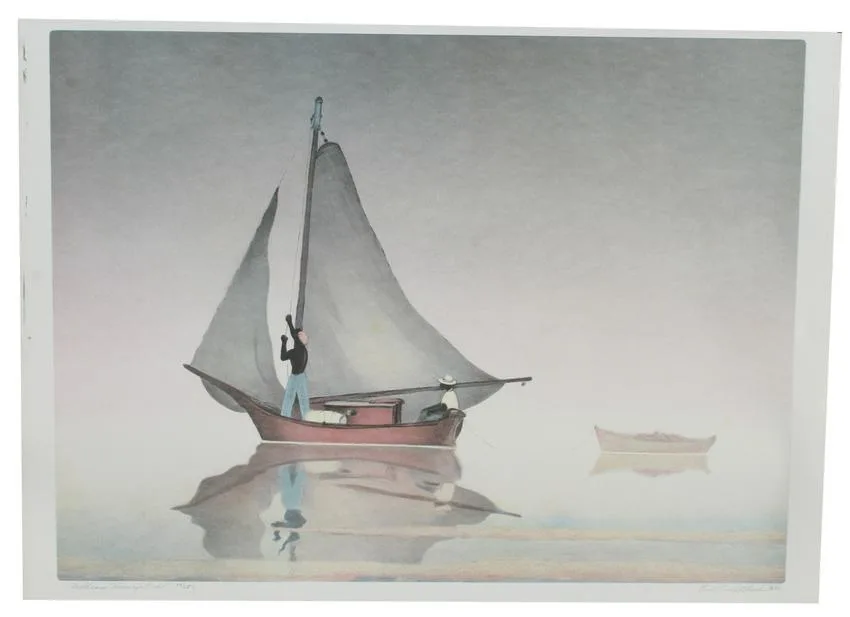William Henry's Boat by Buell Whitehead, Lithograph, sold Apr 2020