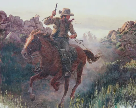 Pony Express by Mort Künstler, acrylic on Illustration Board, sold May 2020