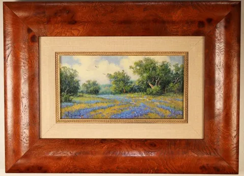Cal Gaspard, Blue Bonnets, Oil on Board