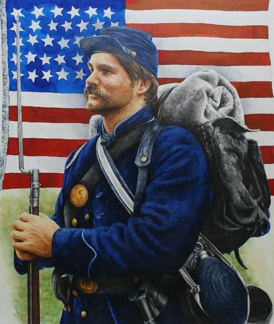 Chris Calle, Civil War - Union Soldier, Mixed Media on Illustration Board