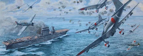 Battle of the Coral Sea by Brian Sanders, Oil on Canvas, sold May 2020