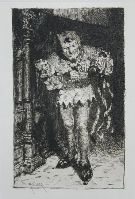 William Merritt Chase, Court Jester, Etching