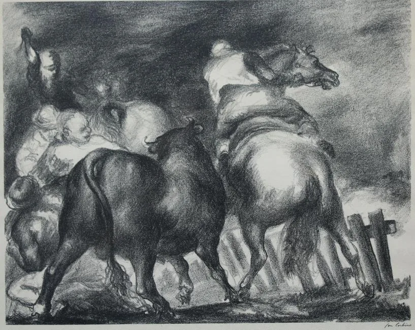 Jon Corbino, Escaped Bull, Lithograph
