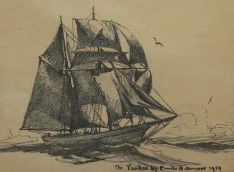 The Yankee 1959 by Emile Albert Gruppe, charcoal, sold May 2020