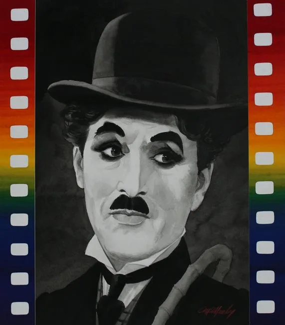 Charlie Chaplin by Tom McNeely, Watercolor, sold May 2020