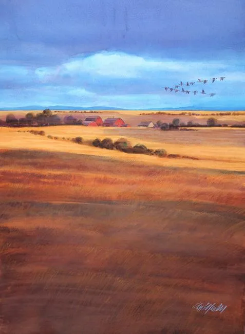 Amber Waves of Grain by Tom McNeely, Watercolor, sold May 2020