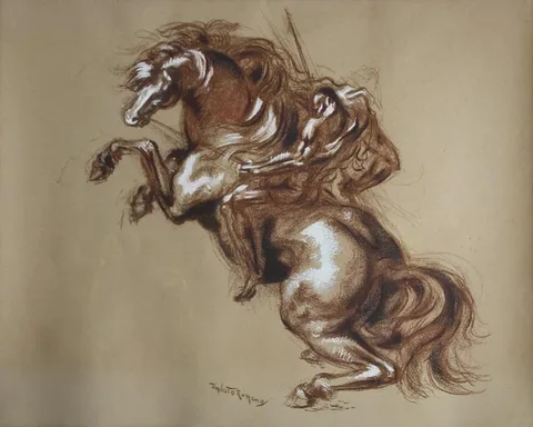Umberto Romano, Untitled, Lithograph with gouache