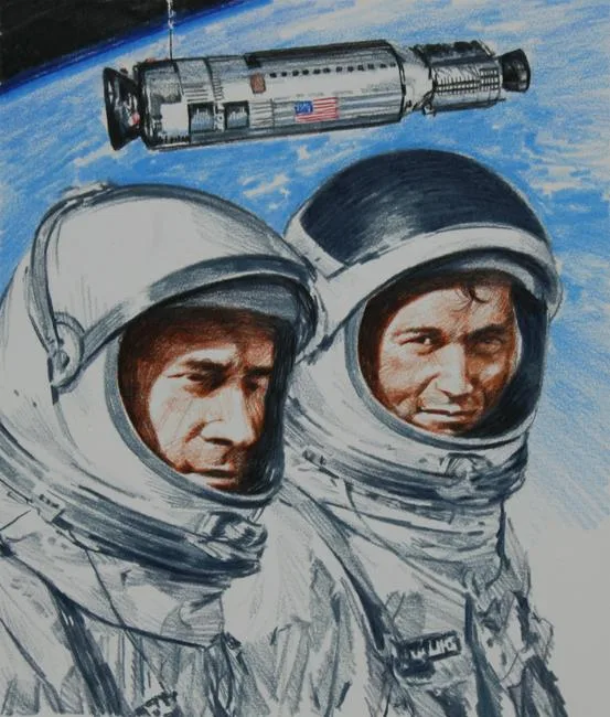 First Successful Orbital Rendezvous by Chris Calle, Mixed Media on Illustration Board, sold May 2020