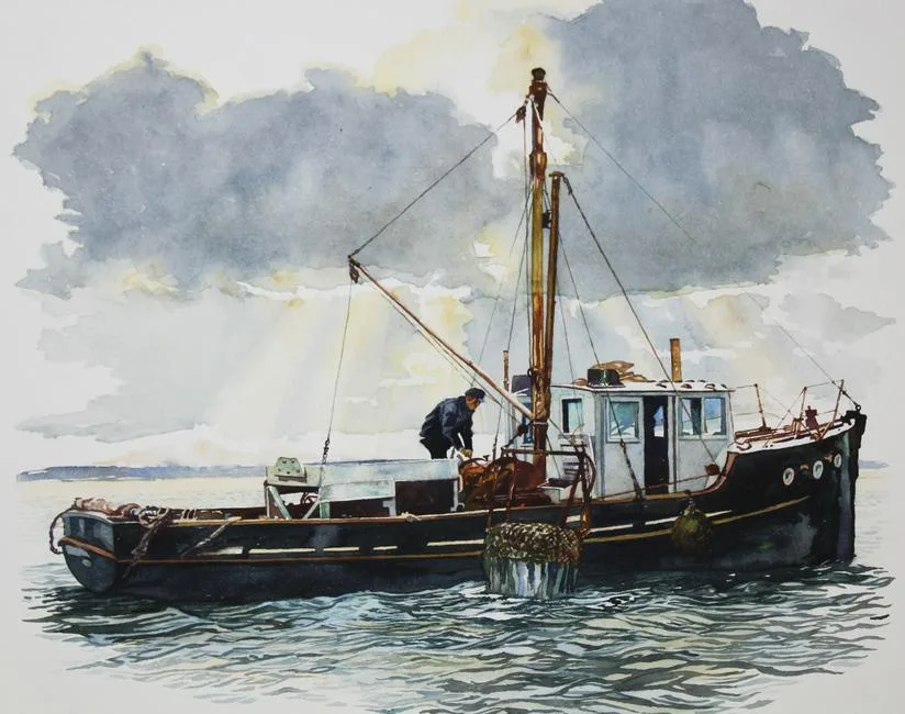 Brian Sanders, Oyster Dredger, Watercolor on paper