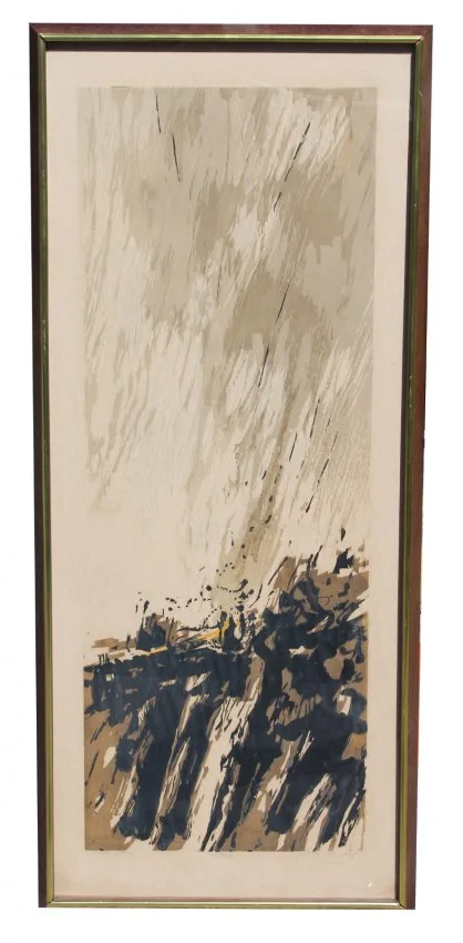 Spring Rain by Seong Moy, Woodcut, sold May 2020