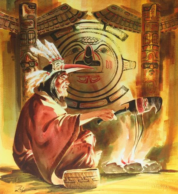 Lyle Tayson, Indians of the Northwest/Shaman, Watercolor on Paper