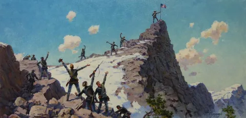 Ivan Akimovich Sushchenko, Fremont on the Rocky Mountains, Oil on Masonite