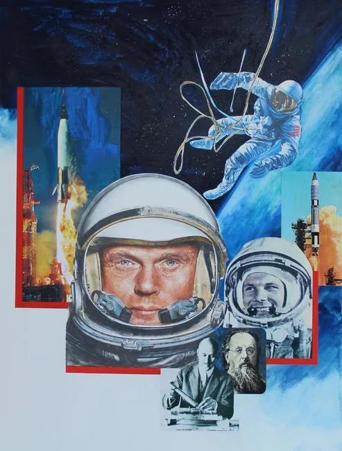Space Exploration by Chris Calle, Mixed Media on Illustration Board, sold Jul 2020