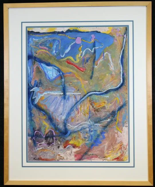 Thomas Koether, Blue Meander, Oil on Paper