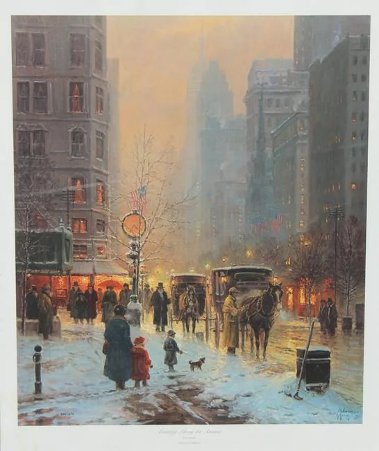 Gerald Harvey Jones, Evening Along the Avenue, print