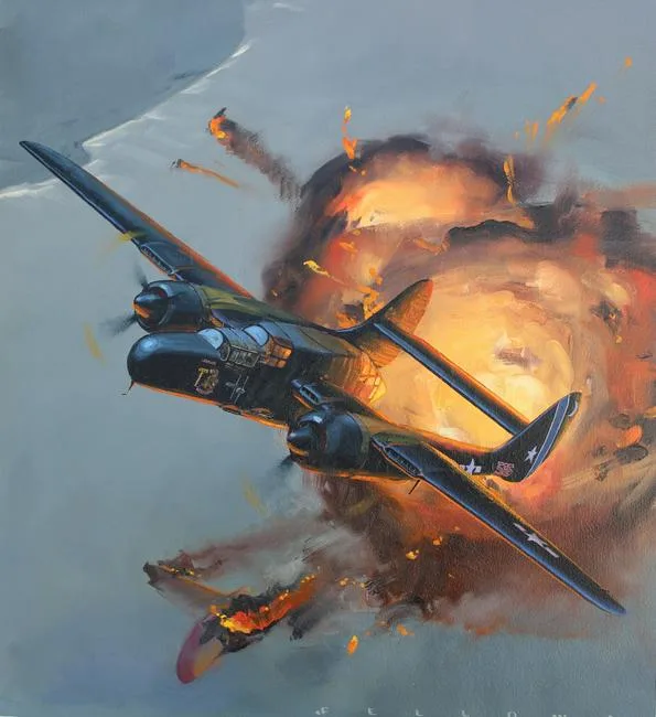 Northrop P-61B Black Widow by Jack Fellows, oil on Masonite, sold Jul 2020