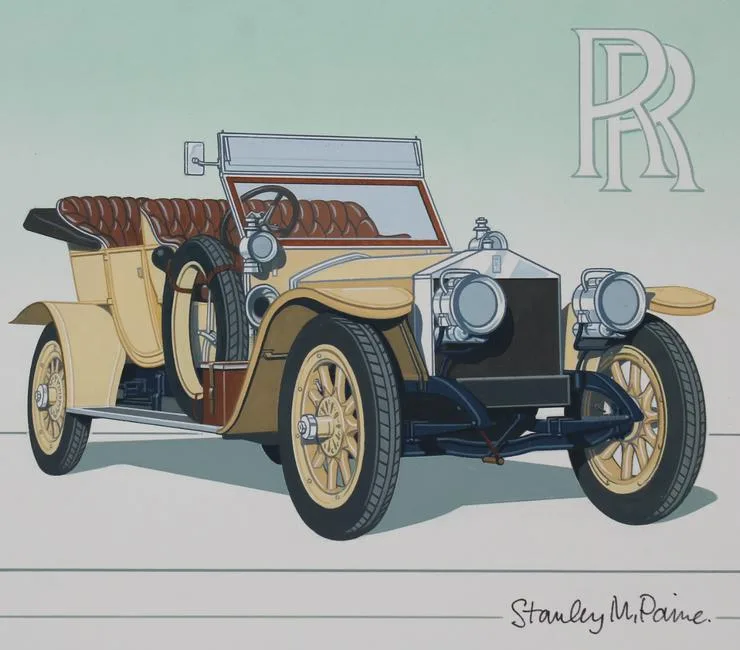 Stanley Paine, Rolls Royce Silver Ghost, Oil on Illustration Board
