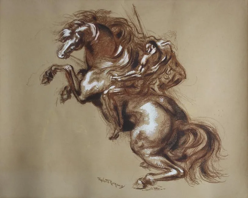 Umberto Romano, Untitled, Lithograph with gouache
