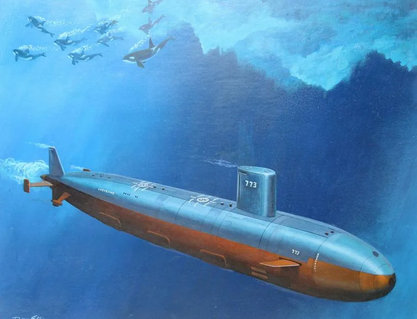 USS Cheyenne by Dean Ellis, Oil on Masonite, sold Jul 2020