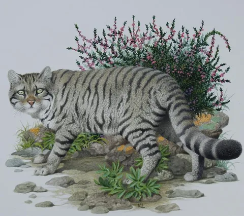 Ken Lilly, European Wild Cat, Watercolor on Paper