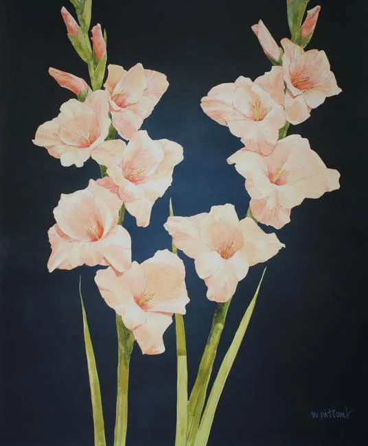 Gladiolus by Skip Whitcomb, Mixed Media on Illustration Board, sold Jul 2020