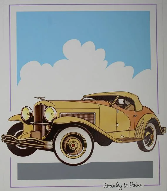 1935 Duesenberg by Stanley Paine, Mixed Media on Illustration Board, offered Jul 2020