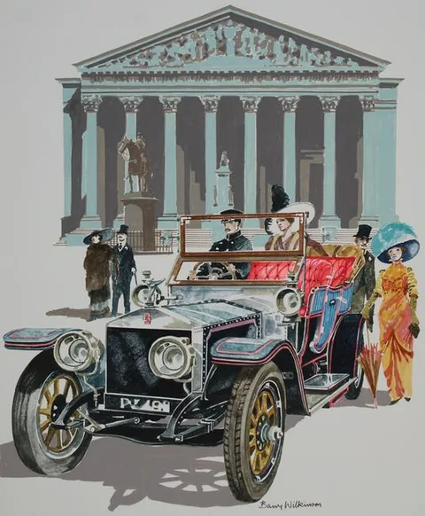 Barry Wilkinson, Great Britain -- 1911 Rolls-Royce Silver Ghost, Watercolor on Illustration Board