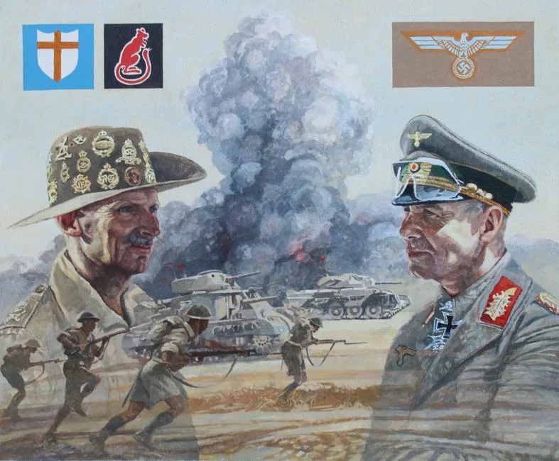 General Montgomery and General Rommel by Brian Sanders, oil on Canvas, sold Aug 2020