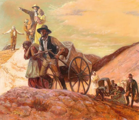 Shannon Stirnweis, Mormons Arriving in Salt Lake, Oil on Illustration Board
