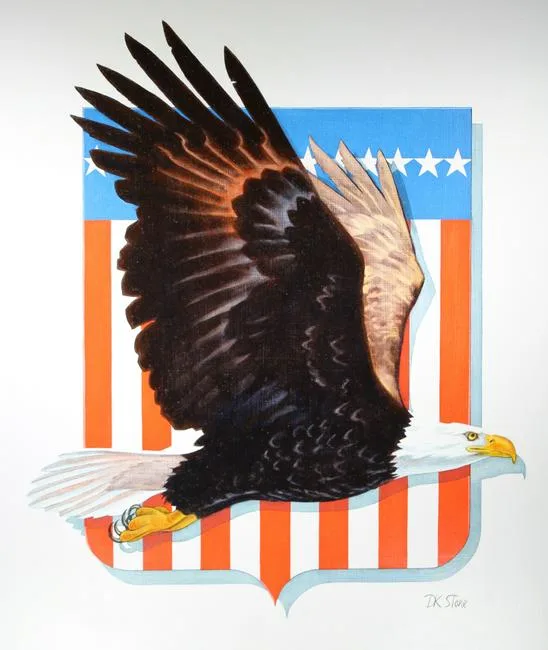American Eagle Shield by David K. Stone, Oil on Masonite, sold Aug 2020
