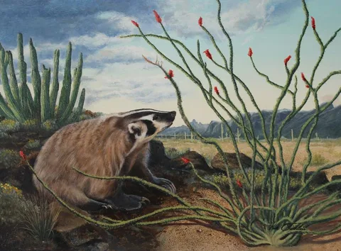 Badger by Kirk Stirnweis, Oil on Illustration Board, sold Aug 2020