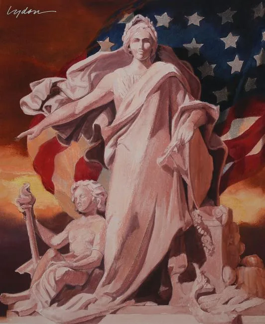 Peace Protecting Genius by Tom Lydon, Mixed Media on Illustration Board, sold Aug 2020