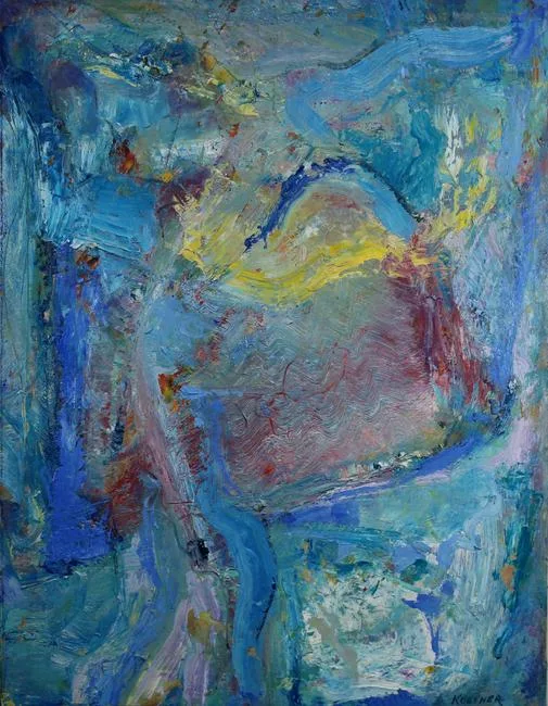 Thomas Koether, Blue Riff, Oil on Paper