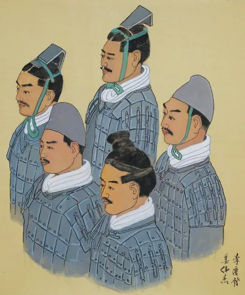 Li Qingfa, Terra Cotta Warriors - Armor Warrior, Mixed Media on Silk
