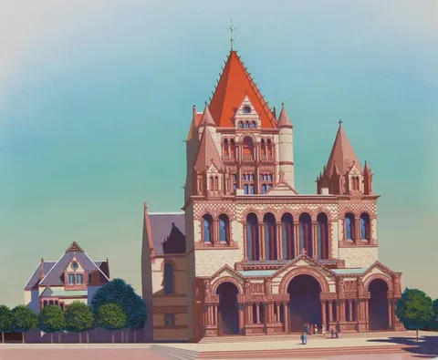 Donald Moss, Trinity Church, Oil on Illustration Board