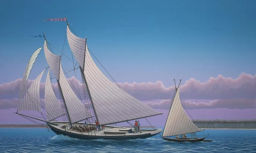 Trading Schooner Equator by Keith Reynolds, Oil on Canvas Board, sold Aug 2020