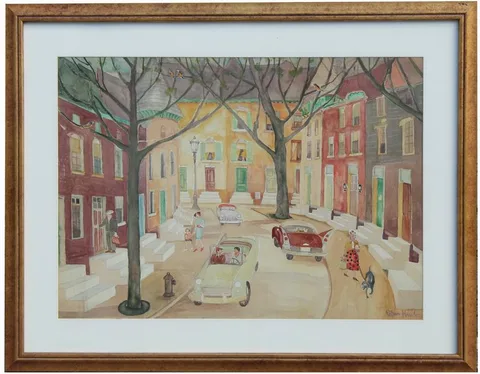 Palmer Hayden, Baltimore Street, Watercolor