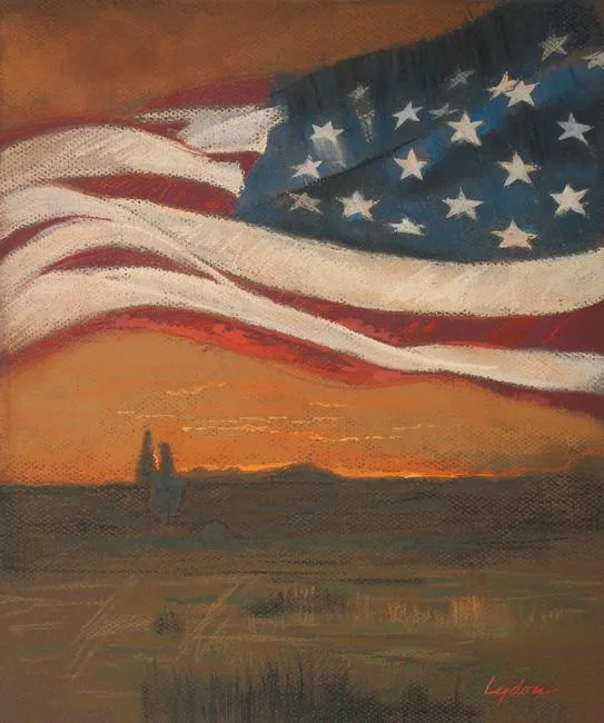 Flag over Field by Tom Lydon, Chalk on Paper, sold Oct 2020