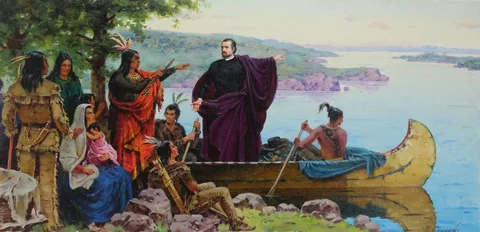 Ivan Akimovich Sushchenko, Marquette on the Mississippi, Oil on masonite