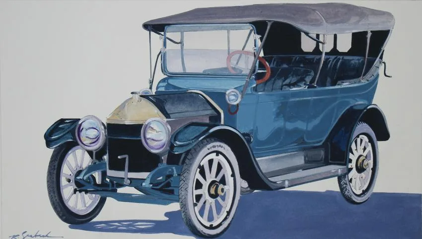 1912 Classic Six by Robert Seabeck, Mixed Media on Paper, sold Oct 2020