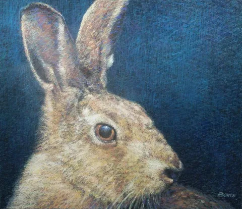 Keith Bowen, European Hare, Chalk on Construction Paper