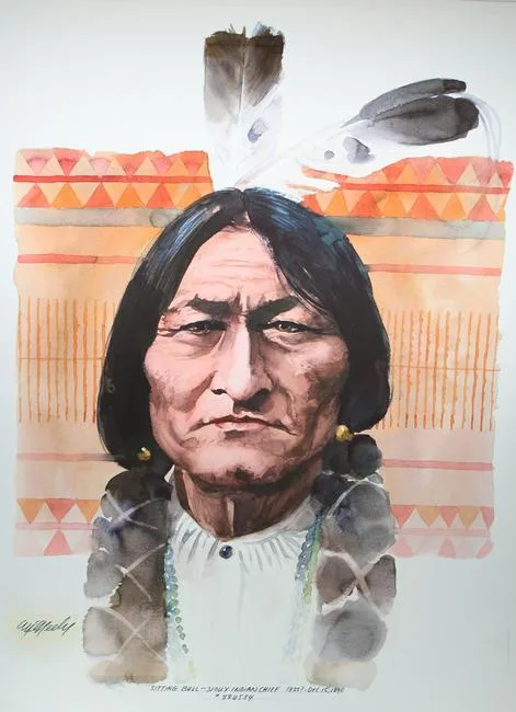 Sitting Bull by Tom McNeely, Watercolor on Paper, sold Oct 2020
