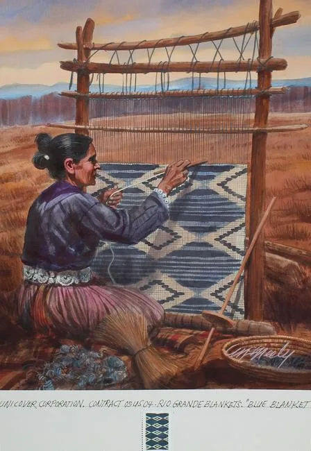 New Mexico Rio Grande Blanket #3 by Tom McNeely, Watercolor on Board, sold Oct 2020