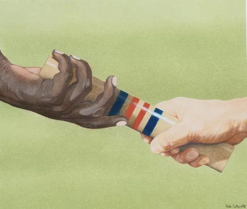 Nicholas Cudworth, Sports #1, Mixed media on board