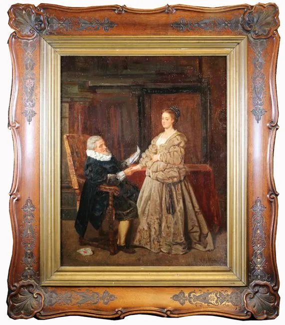 Paying a Visit by Jakob Becker, oil on canvas, offered Nov 2020