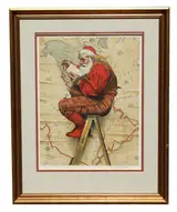 Norman Rockwell, Extra Good Boys and Girls (Santa on Ladder with Map)