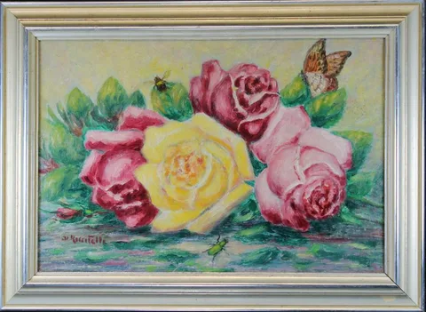 Domenico Riccitelli, Roses, Oil on Canvas