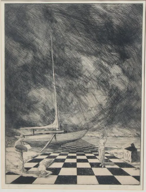Raymond Whyte, The Boat, Etching