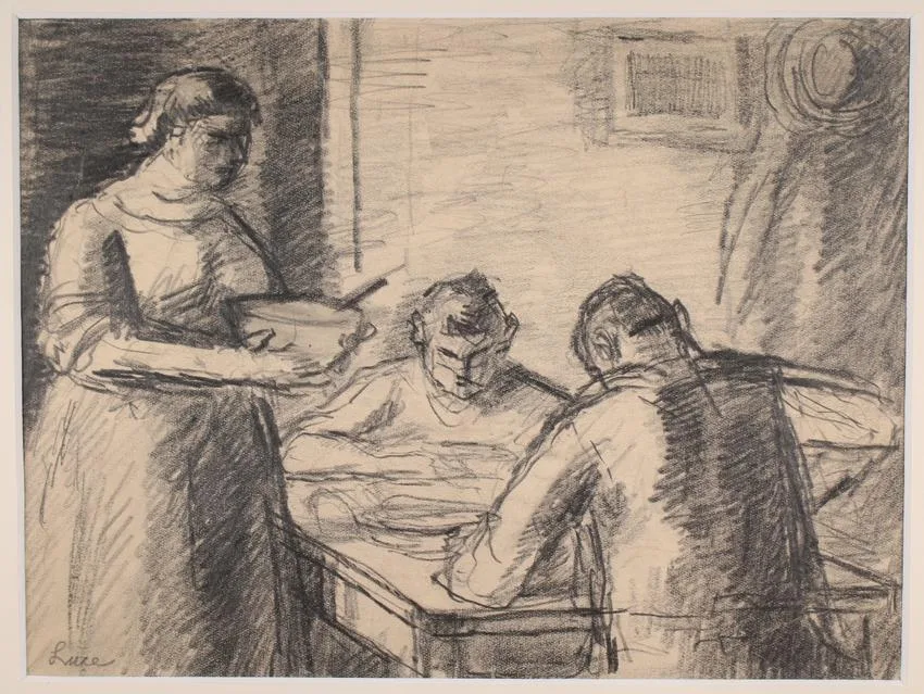 A la Table by Maximilien Luce, Pencil on Paper, sold Nov 2020